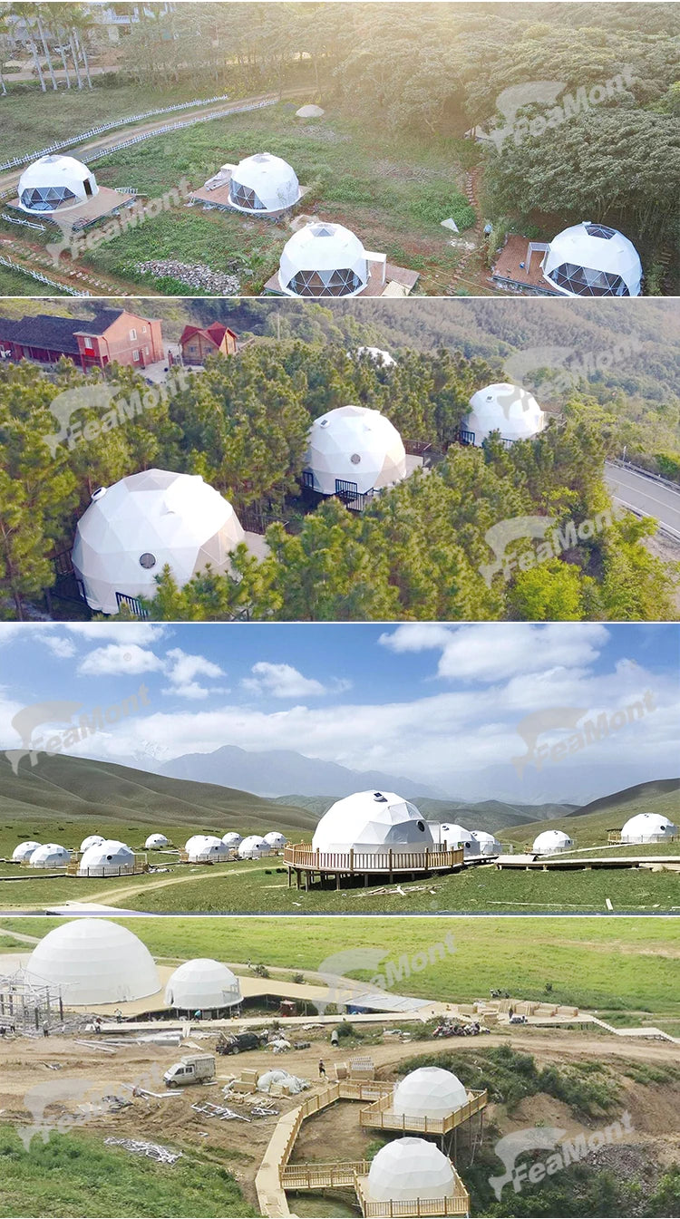 【Best-selling】FEAMONT Roof Pvc Heated Eco Prefab Transparent Geodesic Dome Hotel Glamping Tent House Desert Round Dome Tent For