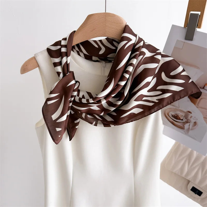 Luxury Floral Print Silk Square Scarf Women Soft Satin Kerchief Hairband Neckerchief Head Hijab Lady Headband Foulard Bag Ribbon