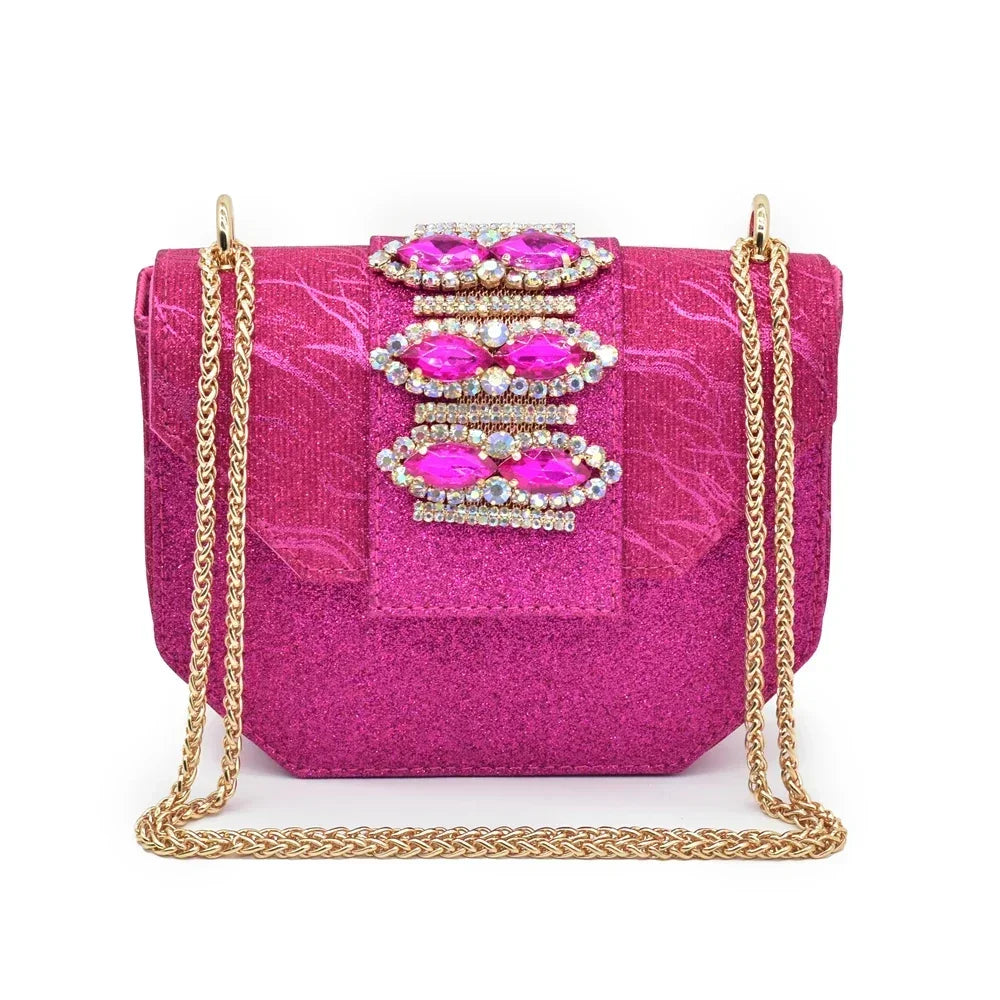 Ladies Shoe and Bag Set Latest Designers Women Nigerian Italian Shoes and Bag Set Decorated with Rhinestone Luxury Wedding Pumps