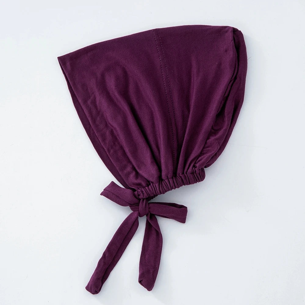 82 Colors Tie-Back Undercaps Fashion Women's Inner Hijab Muslim Cap Bonnet Plain Islamic Cotton Spandex Jersey DEW Underscarf