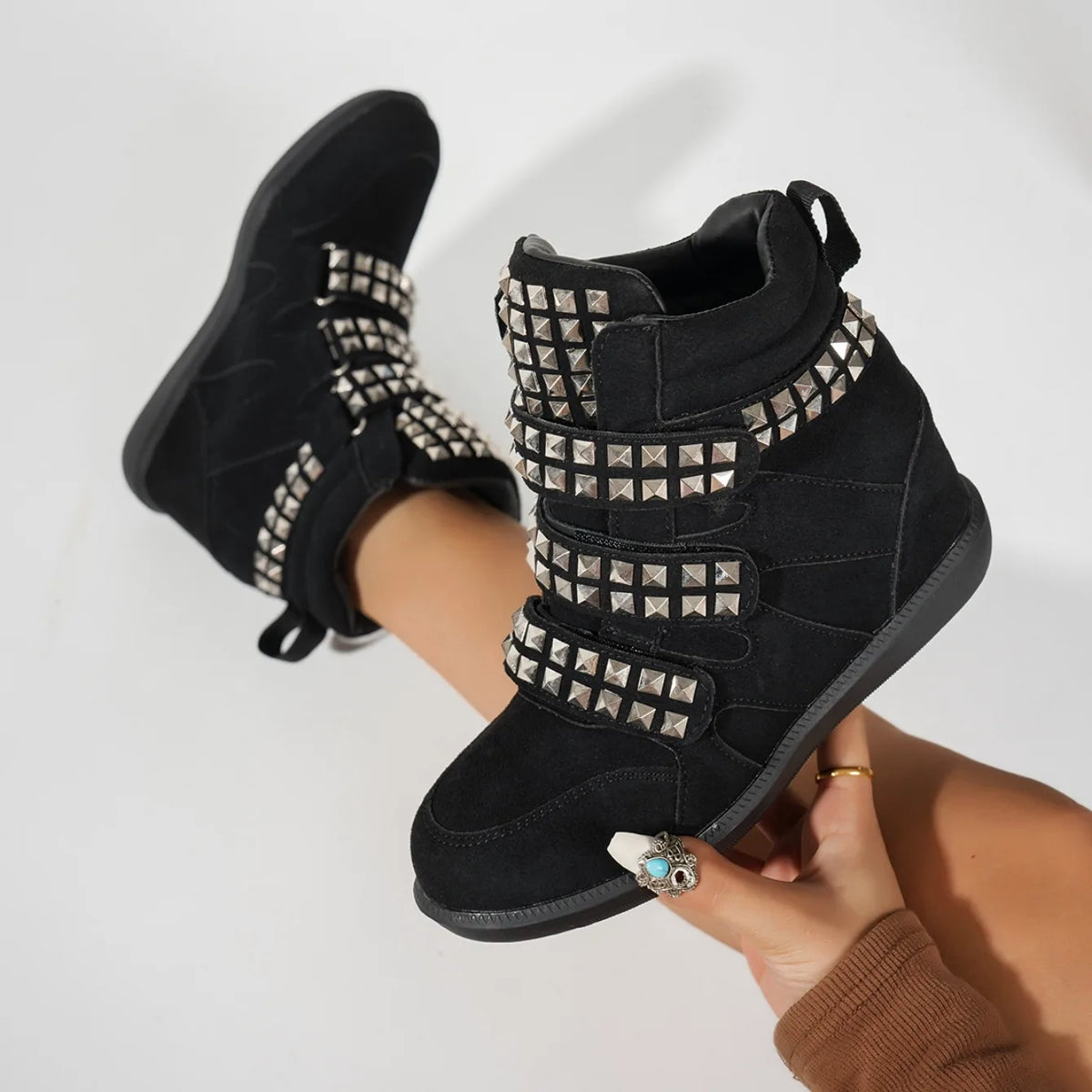 2026 New Studded Buckled Women Ankle Boots Trend Cool Punk High Heels Booties Soft Fashion Causal Dress Party Shoes for Women