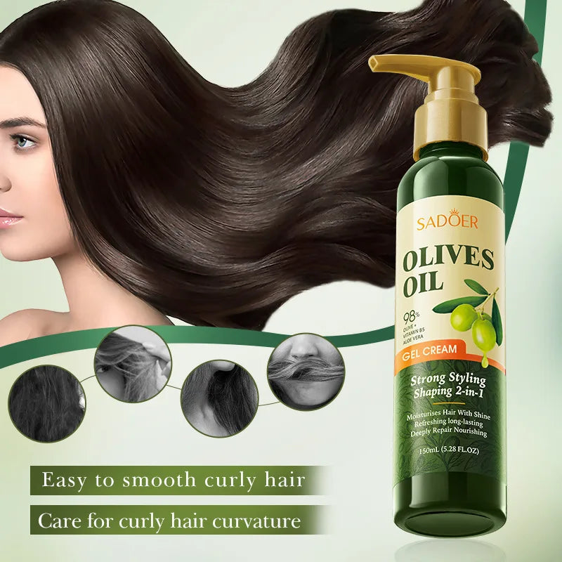 SADOER Olive Oil Hair Styling Wax Gel - Strong Hold, Natural Shine, Volumizing, Non-Greasy for Men & Women
