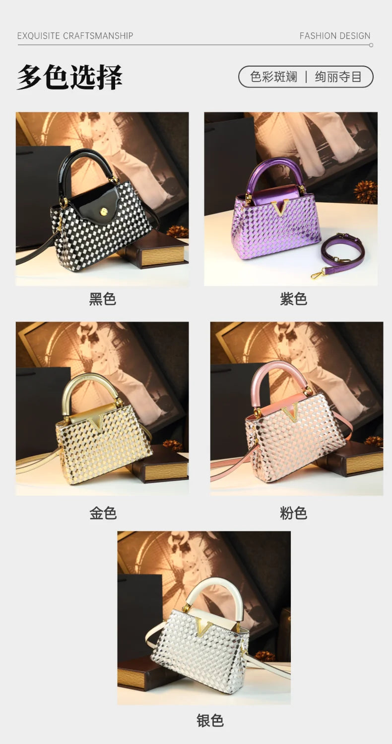 Genuine Leather Woven Handbag For Women 2026 New Light Luxury Women's Shoulder Bag Fashion Commuter Messenger Bag Versatile