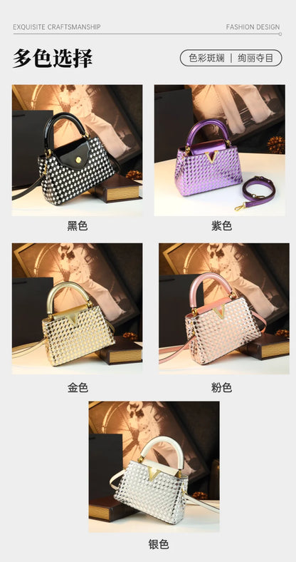Genuine Leather Woven Handbag For Women 2026 New Light Luxury Women's Shoulder Bag Fashion Commuter Messenger Bag Versatile