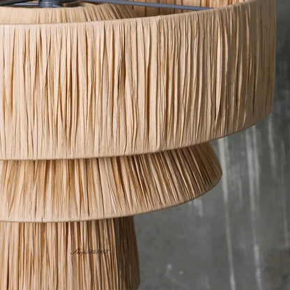 Golden Editions Designer Chandelier woven Rattan Straw Pendant Lights large Rattan lighting suspension wabi sabi Restaurant lamp