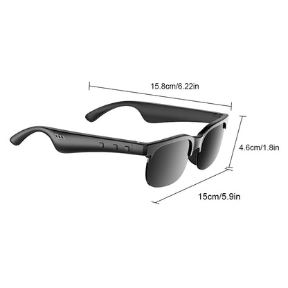 Smart Glasses Wireless Hi-Fi Headphones, Dual Speakers, Touch Controls, and USB-C Charging; supports calls and music playback.