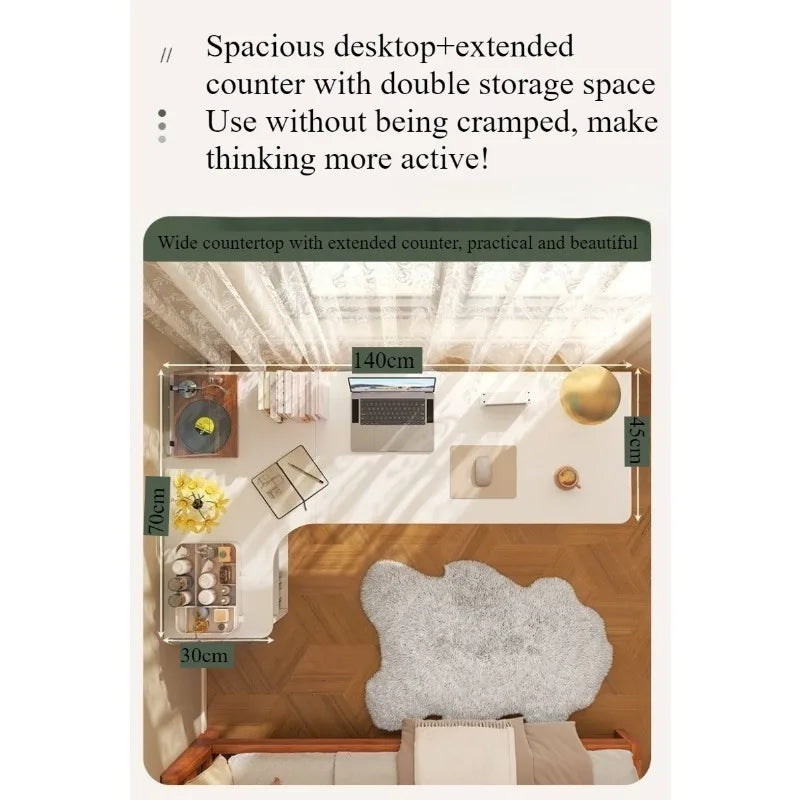 Corner Computer Desk Corner Desk Home Study Table Bedroom Girls Dresser Bookcase Integrated Desk