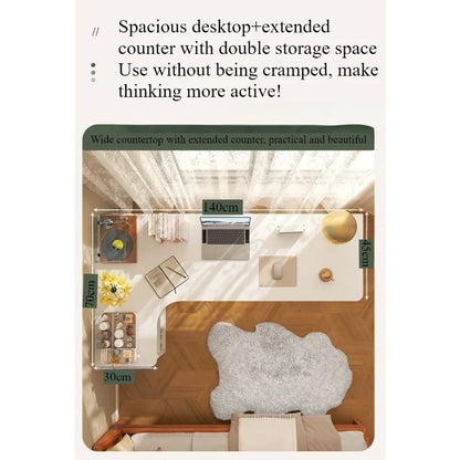 Corner Computer Desk Corner Desk Home Study Table Bedroom Girls Dresser Bookcase Integrated Desk