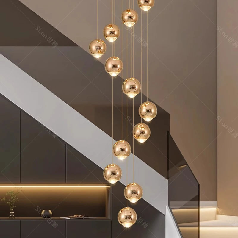 Modern Home Decor LED Lights Pendant Light Lamps for Staircase Chandeliers for Living Room Hanging Light Indoor Lighting