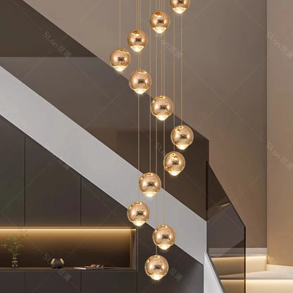 Modern Home Decor LED Lights Pendant Light Lamps for Staircase Chandeliers for Living Room Hanging Light Indoor Lighting