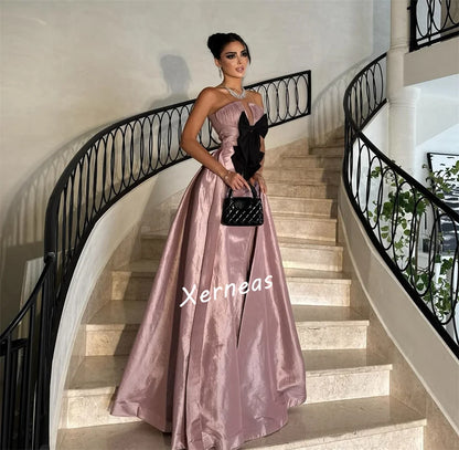 Customized Bow Pleat Strapless A-line Long Dresses Bespoke Occasion Women Luxury Evening Elegant Party Gown High Quality