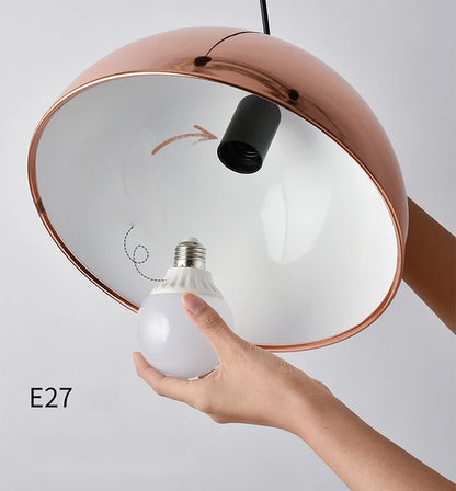 Nordic Rose Gold Pendant Lights Plated Metal Hanging Lamp Fixtures Dining Room Kitchen Island Bar Cafe Indoor Decor Lighting E27
