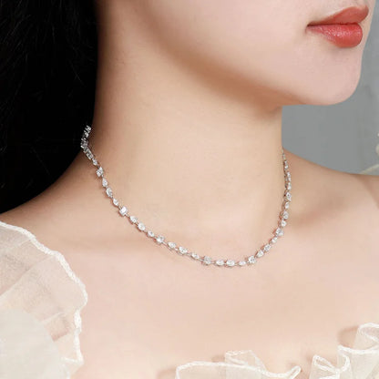 OEVAS 11.45cttw Full Moissanite Choker Necklace for Women S925 Silver Lab Diamond Wedding Party Luxury NeckChain Fine Jewelry