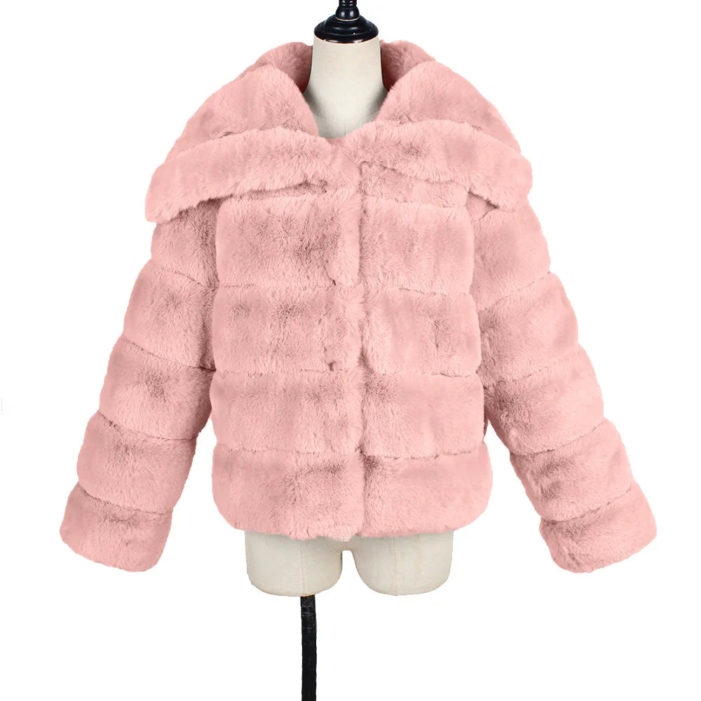 2026 Autumn Winter Turndown Collar Faux Fur Coat Women Casual Long Sleeve Fluffy Plush Jacket Khaki Thick Fake Fur Warm Cardigan
