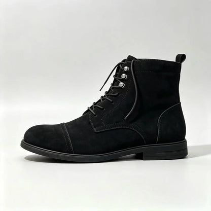 Suede Leather Mens Motocross Boots Lace‑Up Ankle Boots Men Formal Business Boots Men Vintage Hand‑Stitched Man Casual Shoes