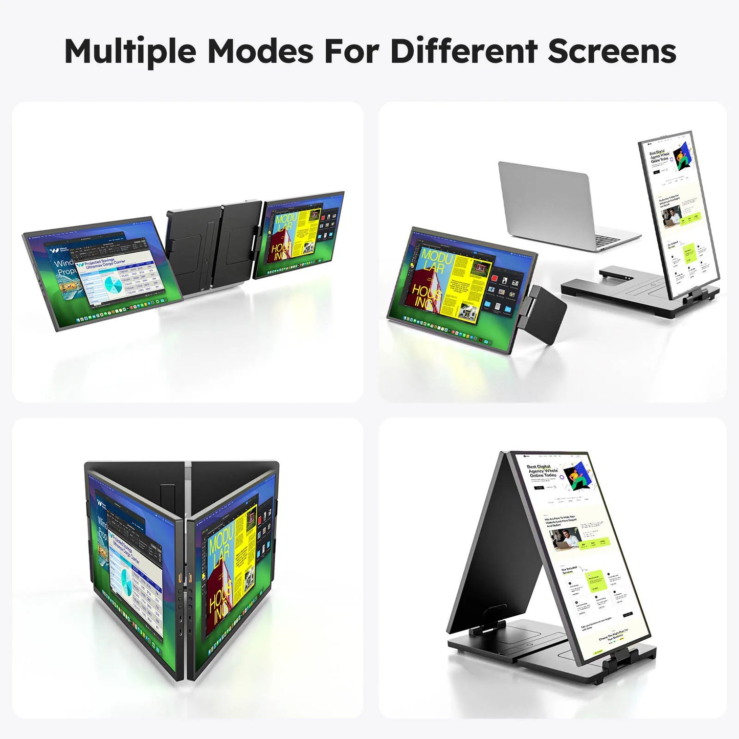 Dopesplay 15.6 inch Triple Screen Extender for Laptop Mini PC 1080 FHD IPS External Extension Portable Dual Monitor For MAC Wins