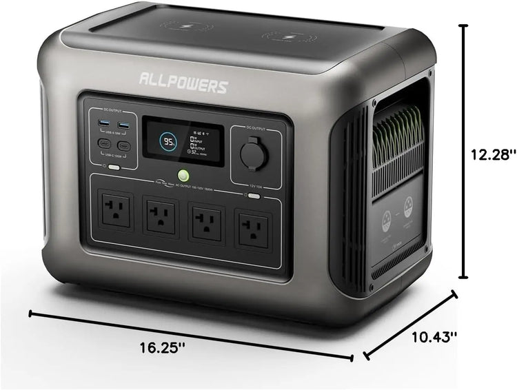 ALLPOWERS R1500 LITE Portable Power Station 1056Wh LiFePO4 Solar Generator with UPS 4x1600W AC Outlets 650W MPPT for RV Camping