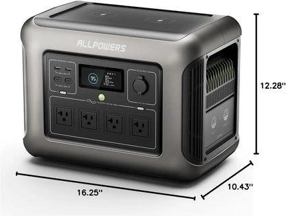 ALLPOWERS R1500 LITE Portable Power Station 1056Wh LiFePO4 1600W (3200W peak) AC Output Solar Generator with UPS for Camping RV