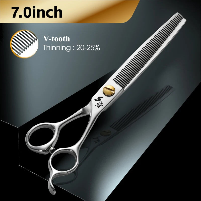 Fenice King Series VG10 Steel 7/7.5/8 Inch Professional Pet Dogs Grooming Scissors Straight Curved Thinnier Chunker Shears Tools