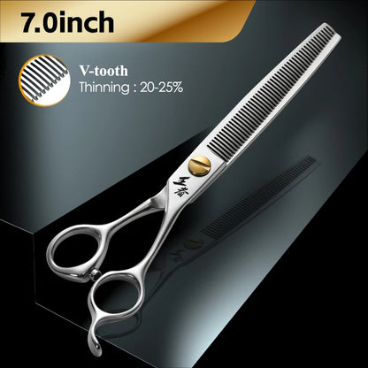 Fenice King Series VG10 Steel 7/7.5/8 Inch Professional Pet Dogs Grooming Scissors Straight Curved Thinnier Chunker Shears Tools