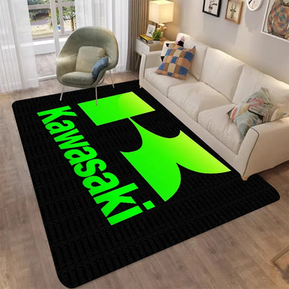 Kawasaki Motorcycle Printed Carpet Non-slip Carpet Carpets for Living Room or Bedroom Non-Slip Rug for Sofa or Kids' Area Decor