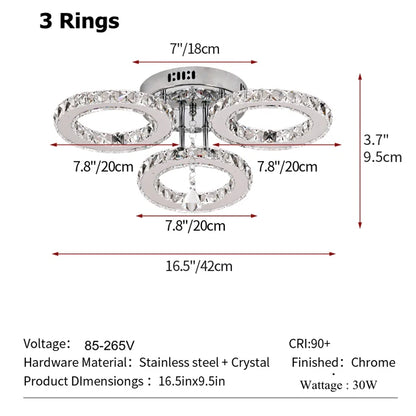 Modern Pendant Light Led Crystal Ring Ceiling Lamp Living Dining Room Chandelier Lustre Bedroom Luxury Home Decor Fixture Lumina