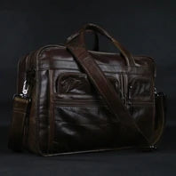 High Quality Genuine Leather Men Briefcase Business bag Crazy Horse Leather Large 17"inch Laptop Bag male Portfolio Office Case