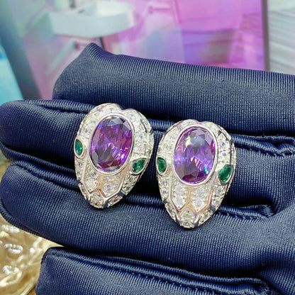 Vintage Snake-Shaped Haute Couture Jewelry Set Purple Crystal a Beautiful Gift for You Or Someone Special