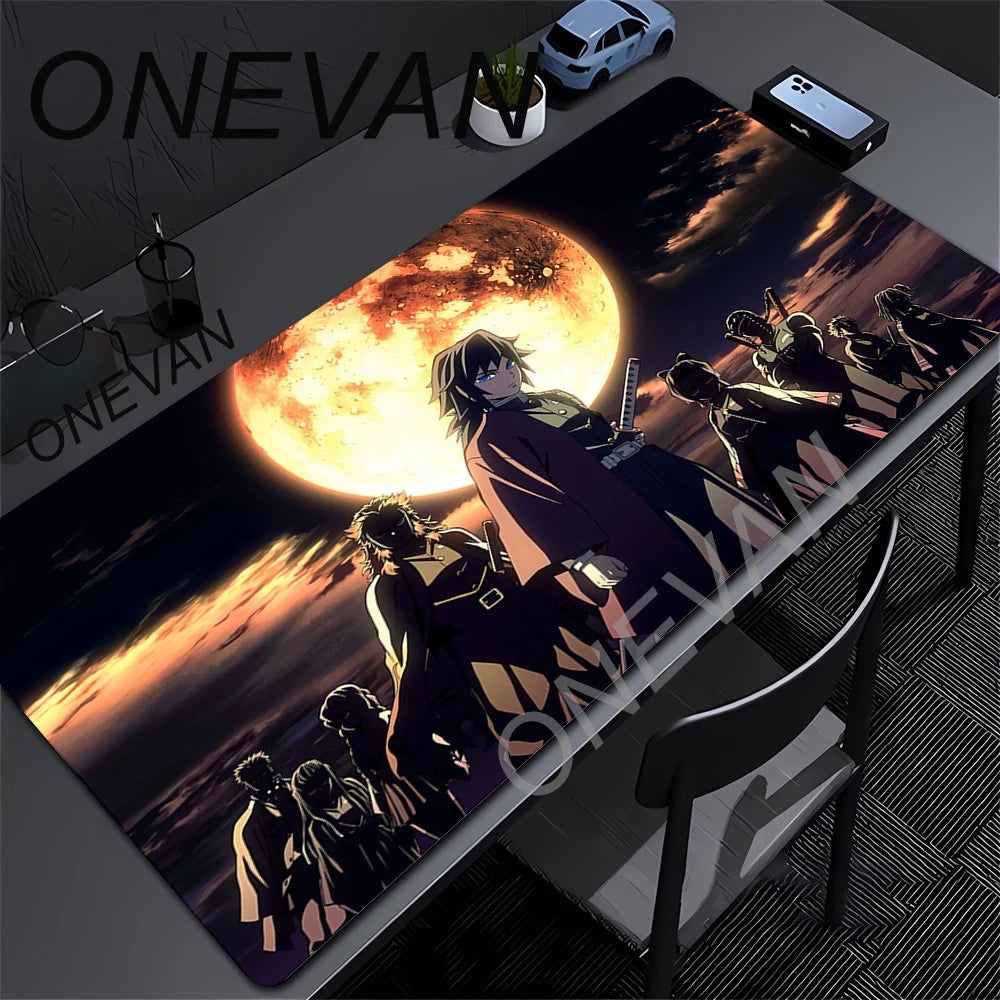 Large Mouse Pad Demon Slayer Nezuko Cute Anime Mousepads Kawaii Table Mats Office Accessories Deskmat Rubbe Lockedge Mouse Mat