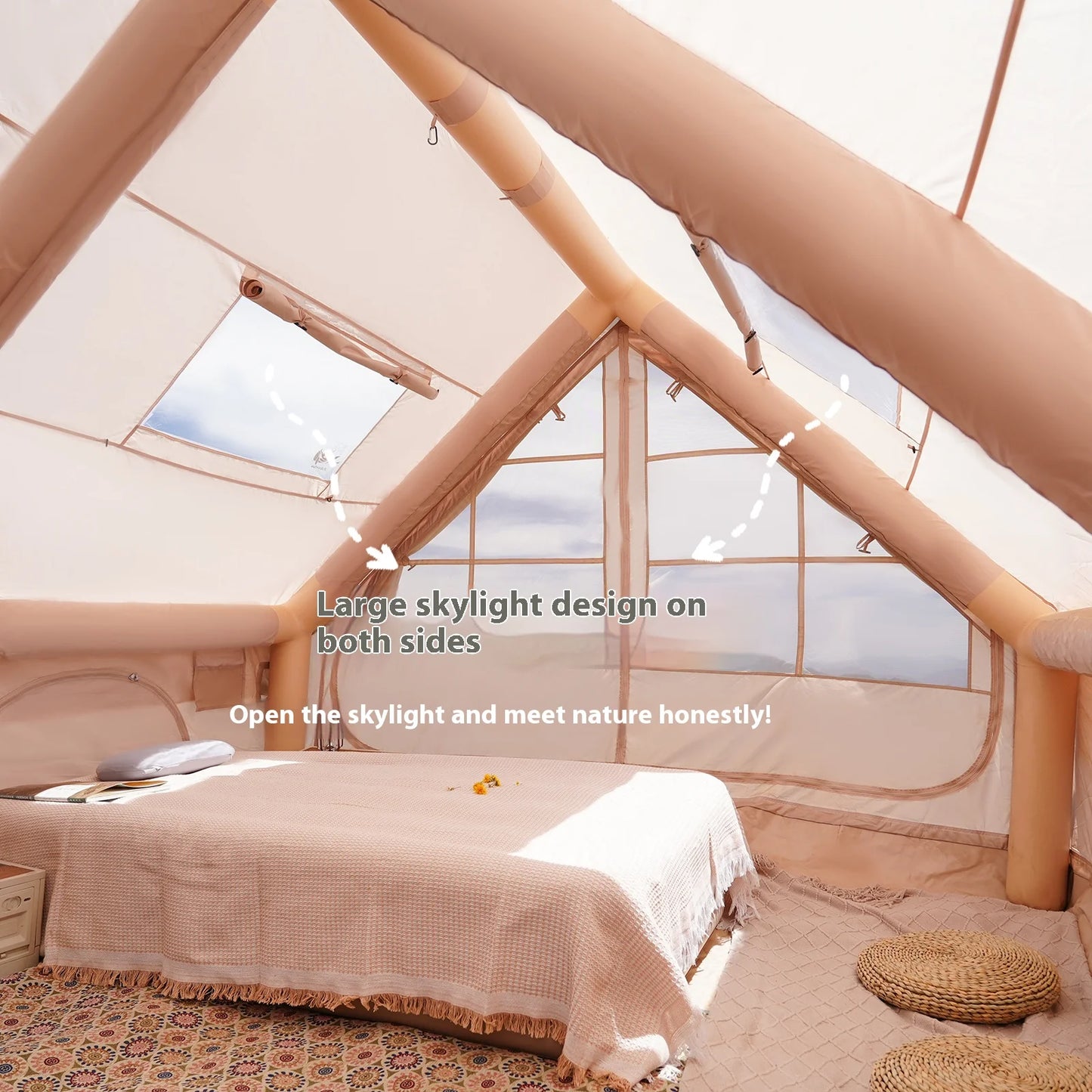 Pakicetus Quick Setup Inflatable Camping Tent, Waterproof Family Tent for 4-8 Persons, Portable Air Tent with Carry Bag