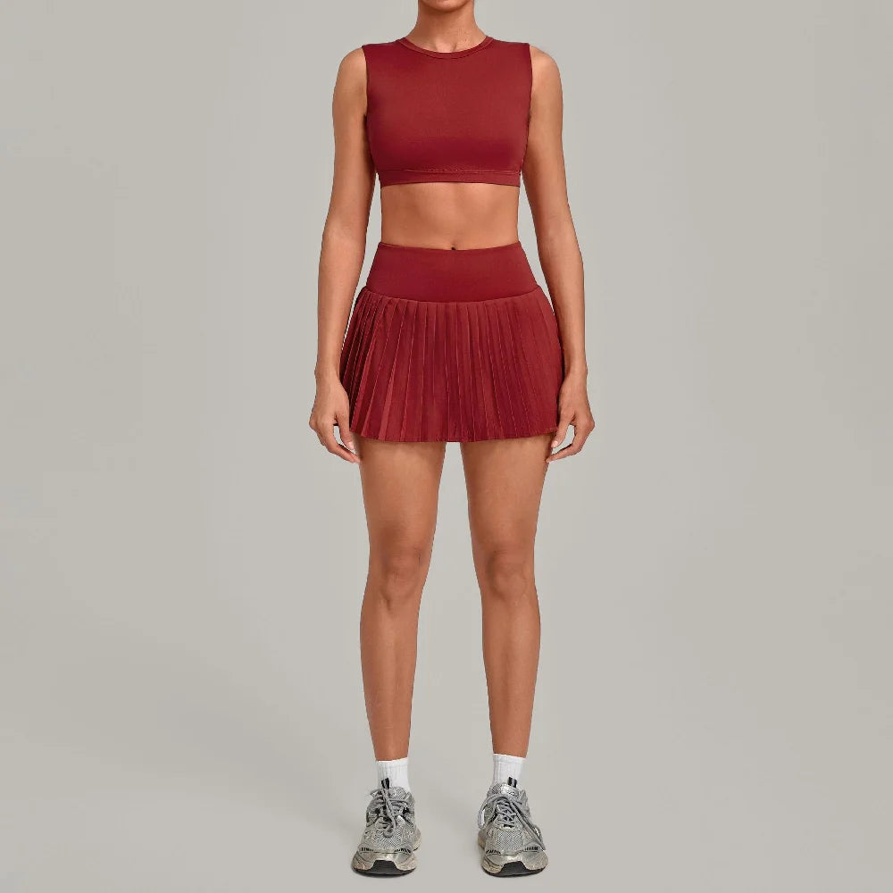 2 Pieces Yoga Set Women's Tracksuit Sexy Sports Bra High Waist Sports Short Skirt Gym Fitness Sleeveless Workout Suit Sportswear