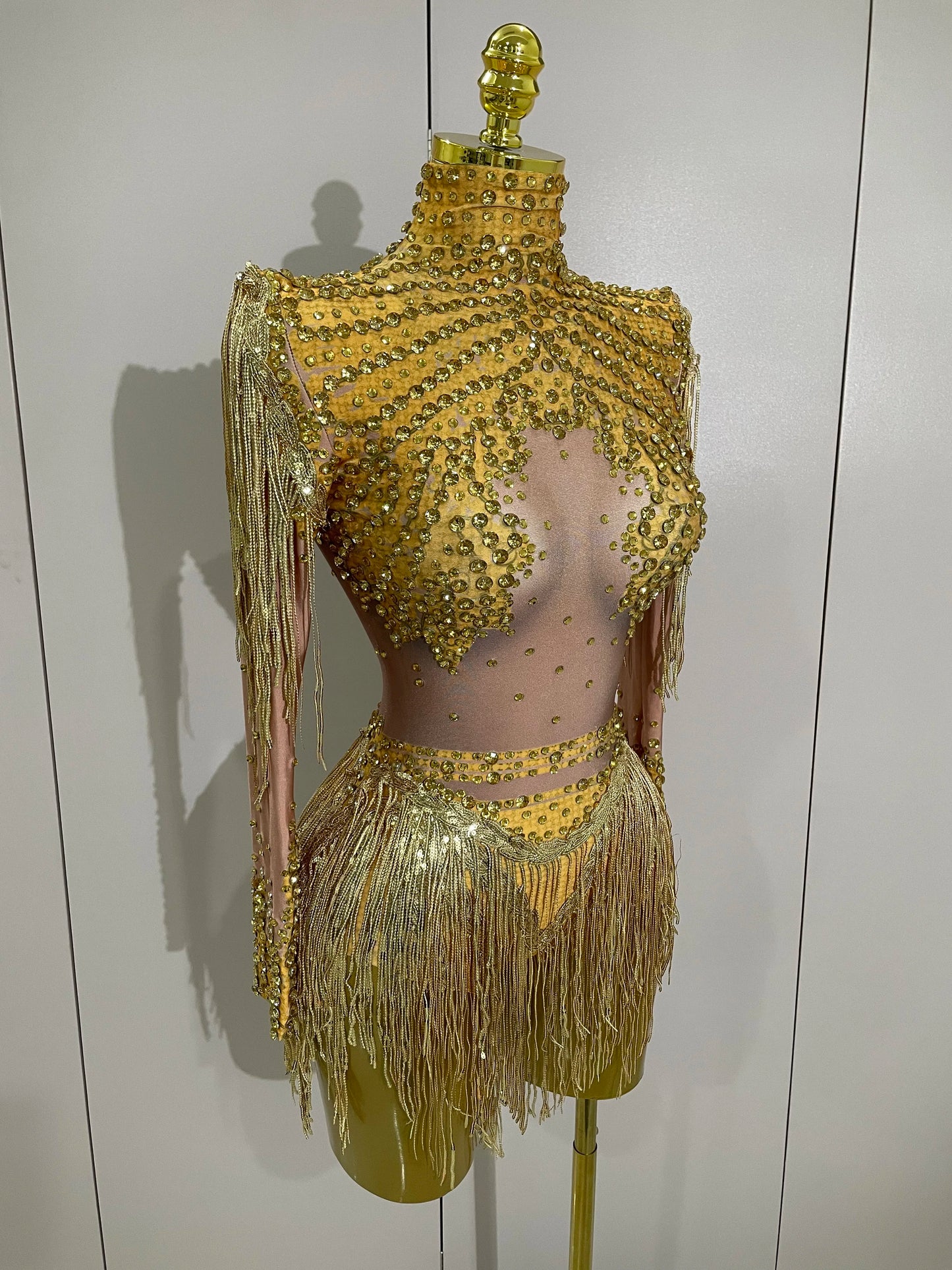 Sparkly Rhinestone Sequin Tassel Stretch Bodysuits 2025 New Arrival Women Birthday Party Nightclub Dj Stage Performance Costume
