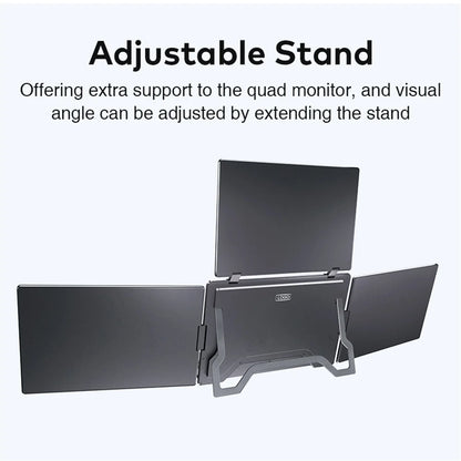 16 Inch Portable Triple Screen LCD Backlit Monitor FHD Display Secondary Extender for Notebook with Single Cable Connection