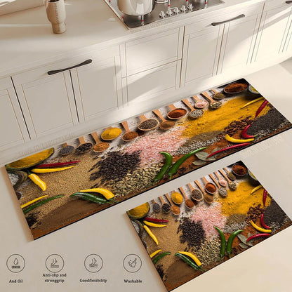 Grains Pattern Absorbent Non-Slip Kitchen Mat Anti-Fatigue for Comfort Doormat Rug Washable Modern Entrance Carpet Large Mats