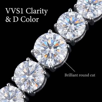 New D VVS1 Moissanite 925 Sterling Silver Tennis Necklace with GRA Certificate for Man Women Sparkling Jewelry Party Gifts