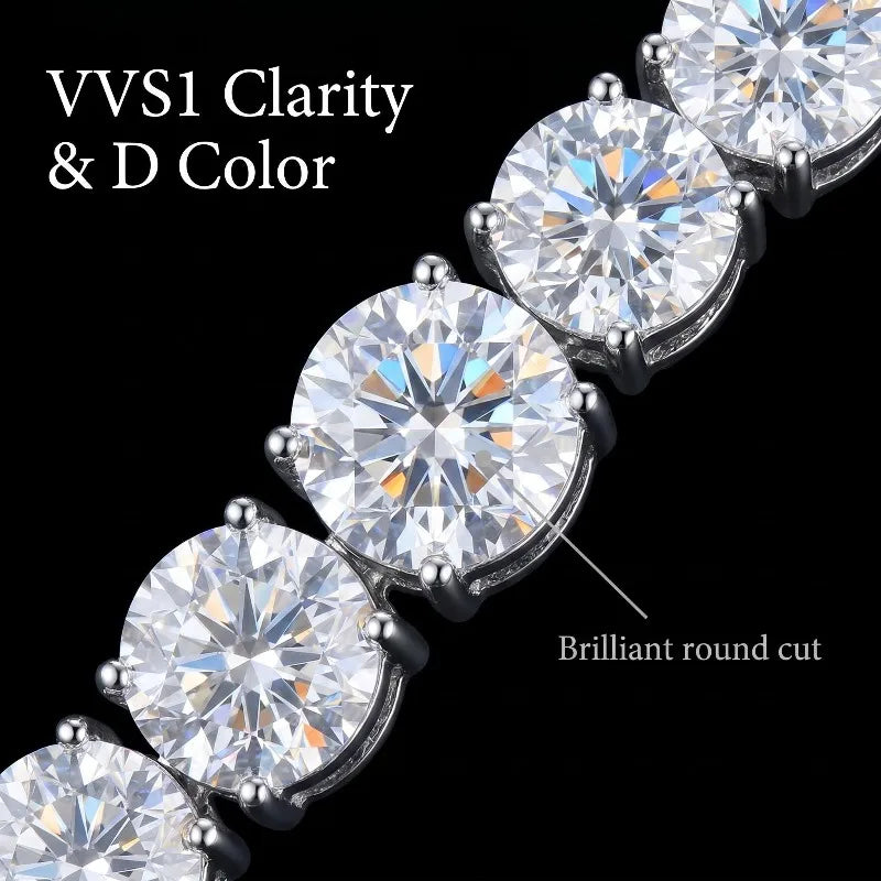 D VVS1 Moissanite 925 Sterling Silver Tennis Necklace with GRA Pass Diamond Test for Women Man Sparkling Jewelry Party Gifts