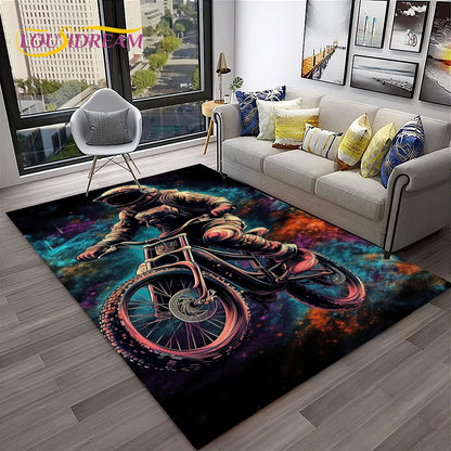 Racing Moto Off Road Motorcycle Carpet Rug for Home Living Room Bedroom Sofa Doormat Decor,Kid Play Area Rug Non-slip Floor Mat