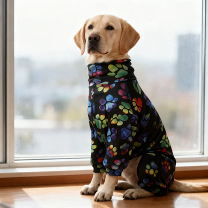 All-Season Digital Printing Dog T-shirts - The dog paw print design adds color to the black color. Fashionable dog paw print gre
