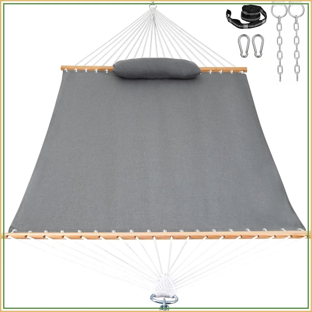 12 FT Double Outdoor Hammock with Sunbrella Fabric, Fade Resistant for Patio & Garden