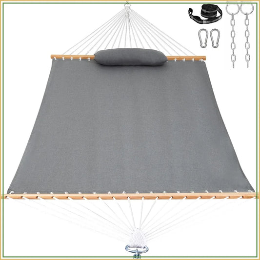 12 FT Double Outdoor Hammock with Sunbrella Fabric, Fade Resistant for Patio & Garden