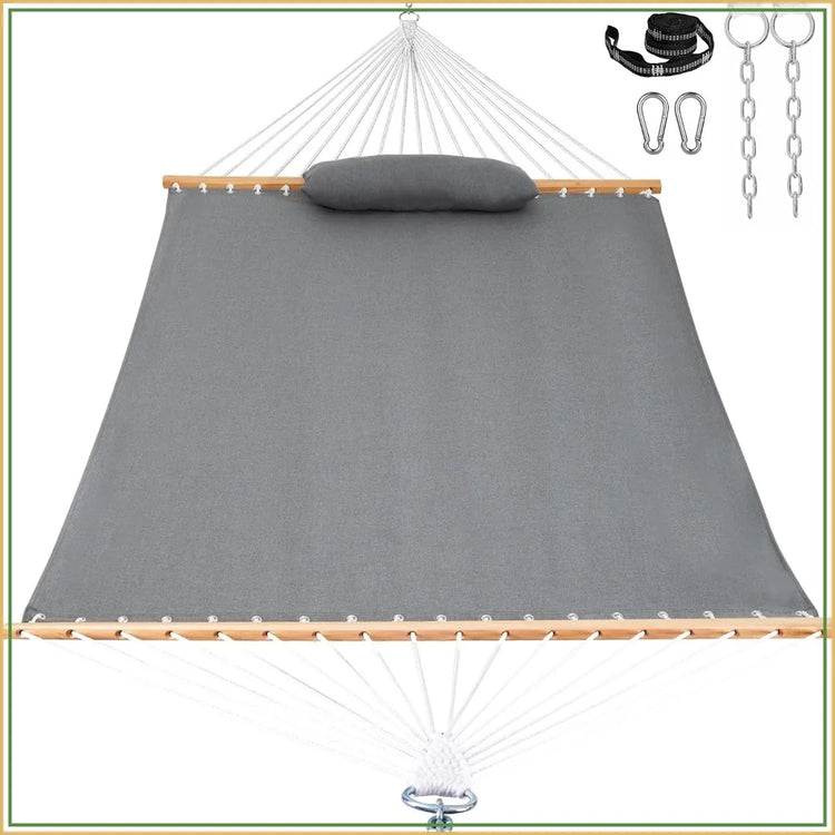 12 FT Double Outdoor Hammock with Sunbrella Fabric, Fade Resistant for Patio & Garden