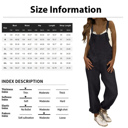 Women Plus Size Overalls Jumpsuits Casual Solid Loose Dungarees Romper Baggy Retro Fashion Trend Classic All-Match Jumpsuits