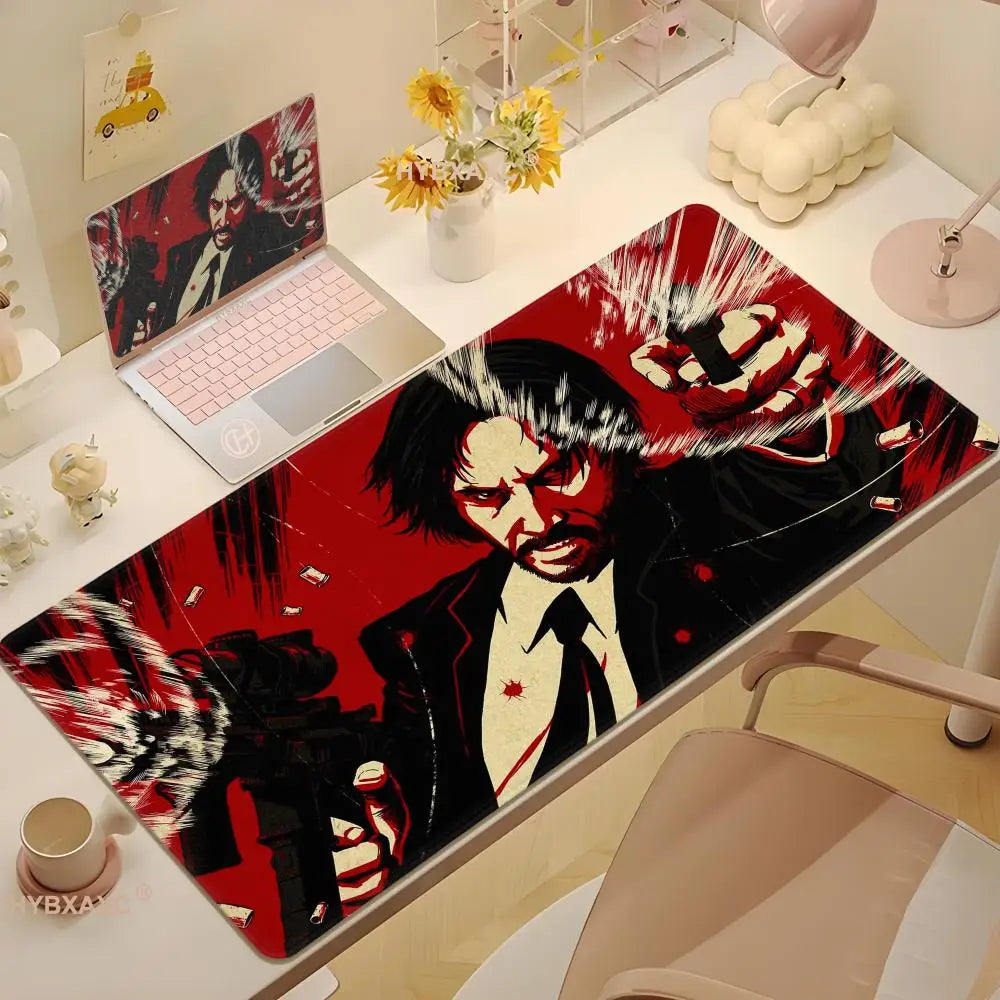 John Wick Mousepad Non-slip Lockedge Office Student Gaming Thickened Large Writing Pad Cushion 100x50