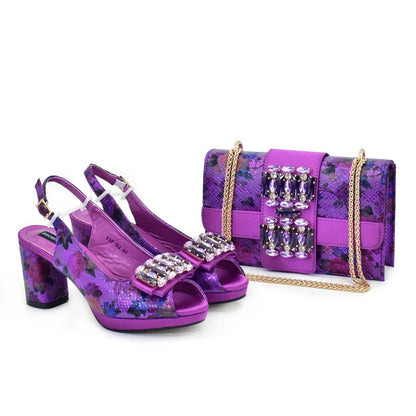 New Arrival Women Shoes and Bag Set To Match African Ladies Bag and Shoe Set Nigeria Party Pumps Decorated with Rhinestone