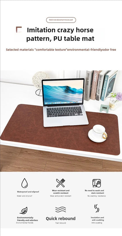 Office Desk Cushion Waterproof PU Mouse Pad Desk Mat Protective Cover Large Mousepad Computer Laptop Non-slip Keyboard Mats