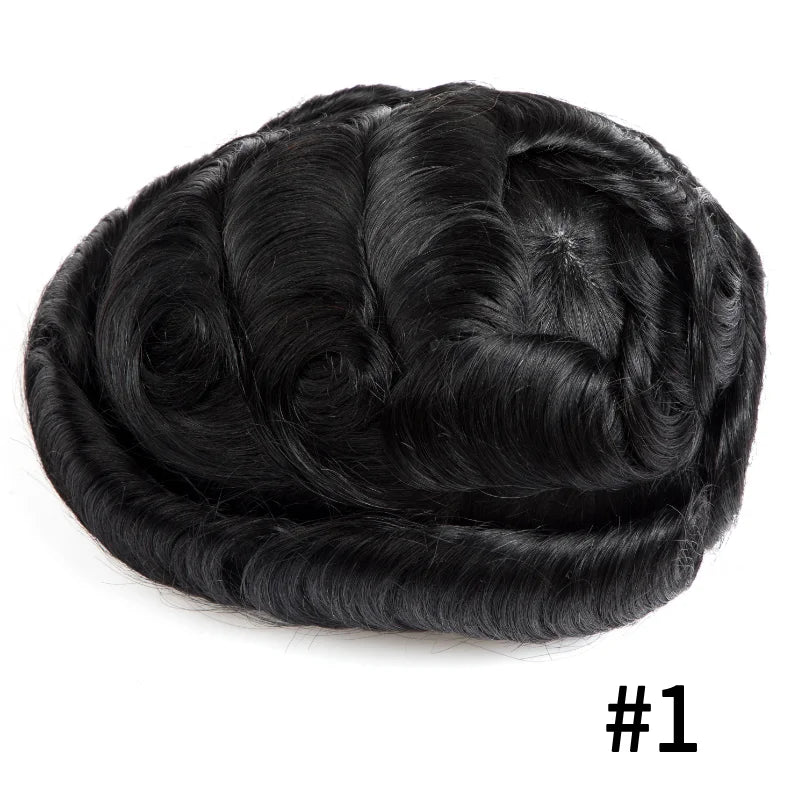 Full Lace Hair System Men Wig With Realistic Hairline Toupee For Men Breathable Male Hair Prosthesis 100% Human Hair Wig For Man