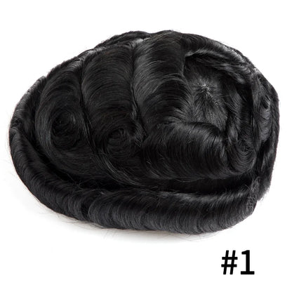 Full Lace Hair System Men Wig With Realistic Hairline Toupee For Men Breathable Male Hair Prosthesis 100% Human Hair Wig For Man
