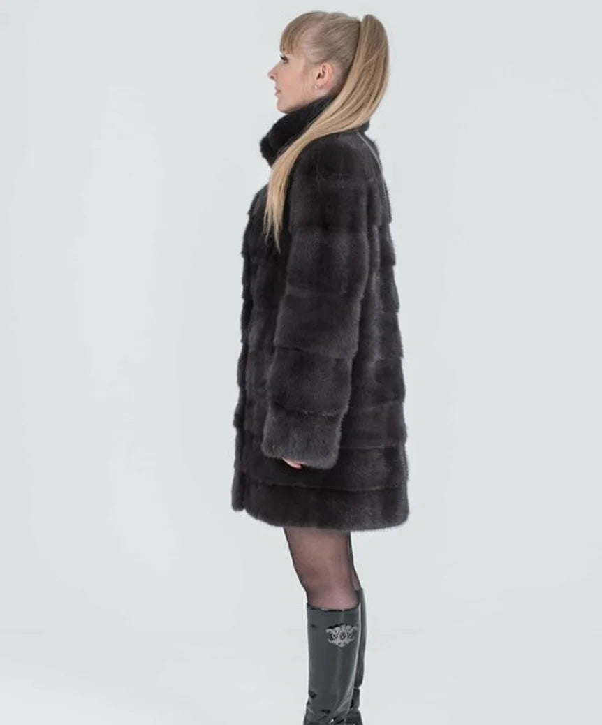 Real Mink Fur Coat Natural Women's Winter Long Leather Jacket Luxury Women's Clothing 2025 Mink Fur Coat Women's Bottom Detachab