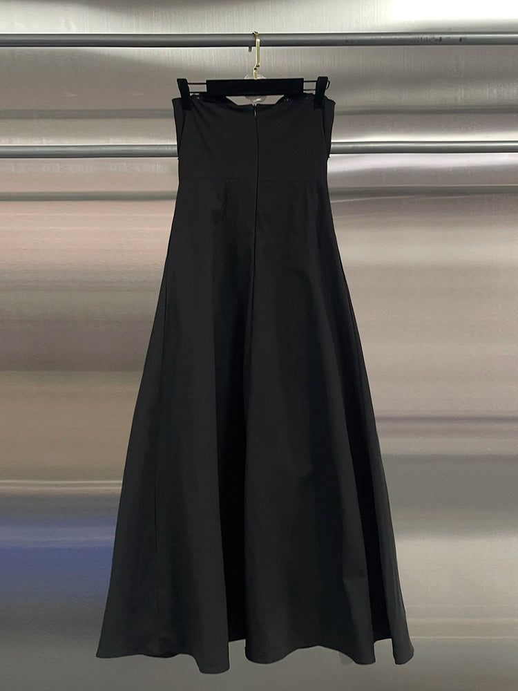 CHICEVER Black Spliced Single Breasted Jumpsuit Female Square Collar Sleeveless Temperament Elegant Women's Jumpsuits Fashion