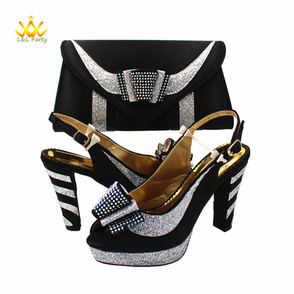 New Spring Autumn Super High Heels Shoes Matching Bag Set in Magenta Color For Nigerian Ladies Wedding Party